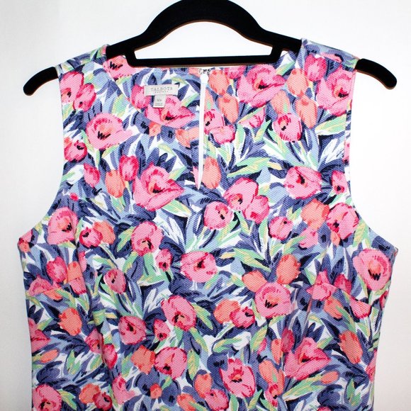 Talbots Tulip Floral Split Neck Shift Dress - Picture 3 of 16